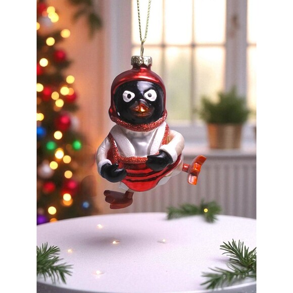 4.5" Hand Blown Glass Penguin Christmas Ornament - RARE - Colorful Holiday Decor - Picture 1 of 8